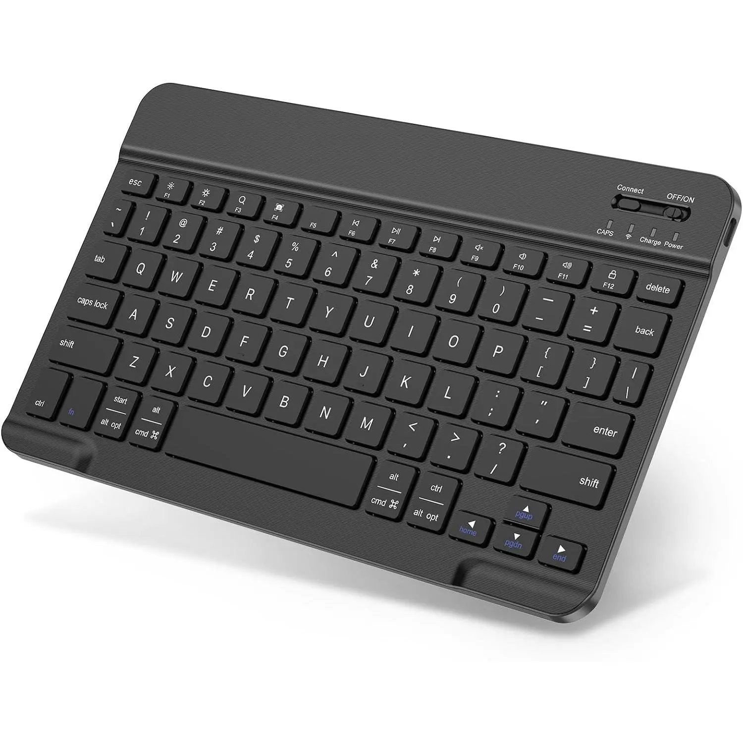 Keyboard for iPad/iOS/Android/Windows, Mini  Keyboard, Portable Size Ultra-Slim Design, Rechargeable Speedier Response/Comfortable Typing, Deep Black