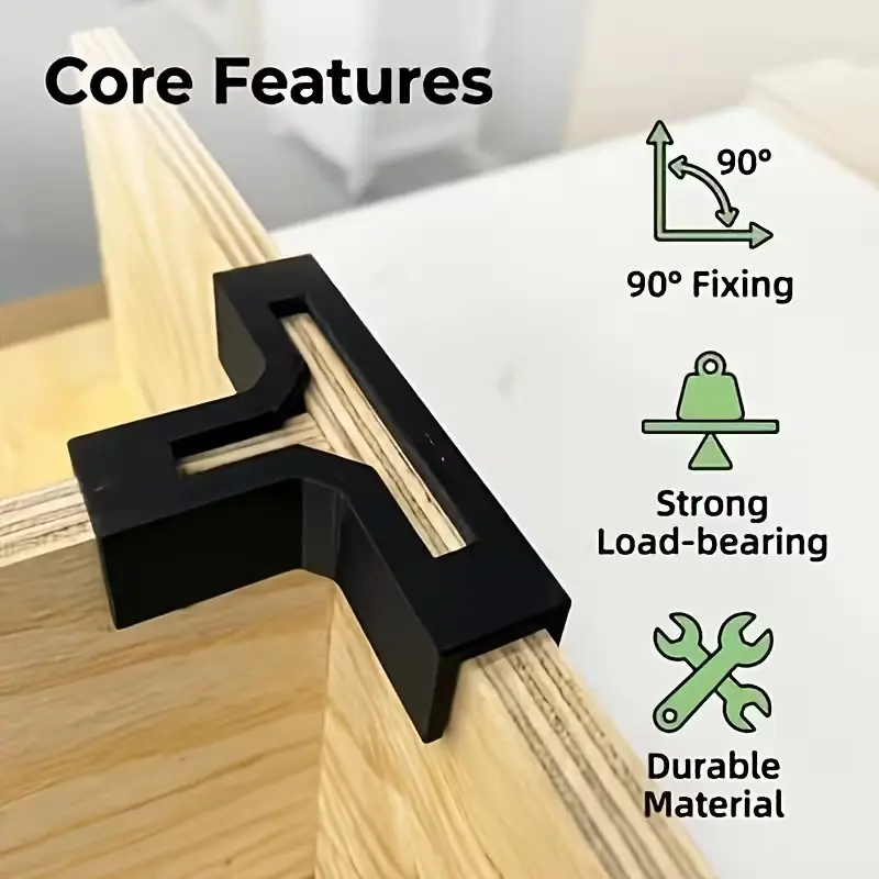 T-Shape Wood Connector Corner Bracket, 90-Degree Right Angle Furniture Reinforcement, Easy Installation, Durable DIY Cabinet Shelf Hardware