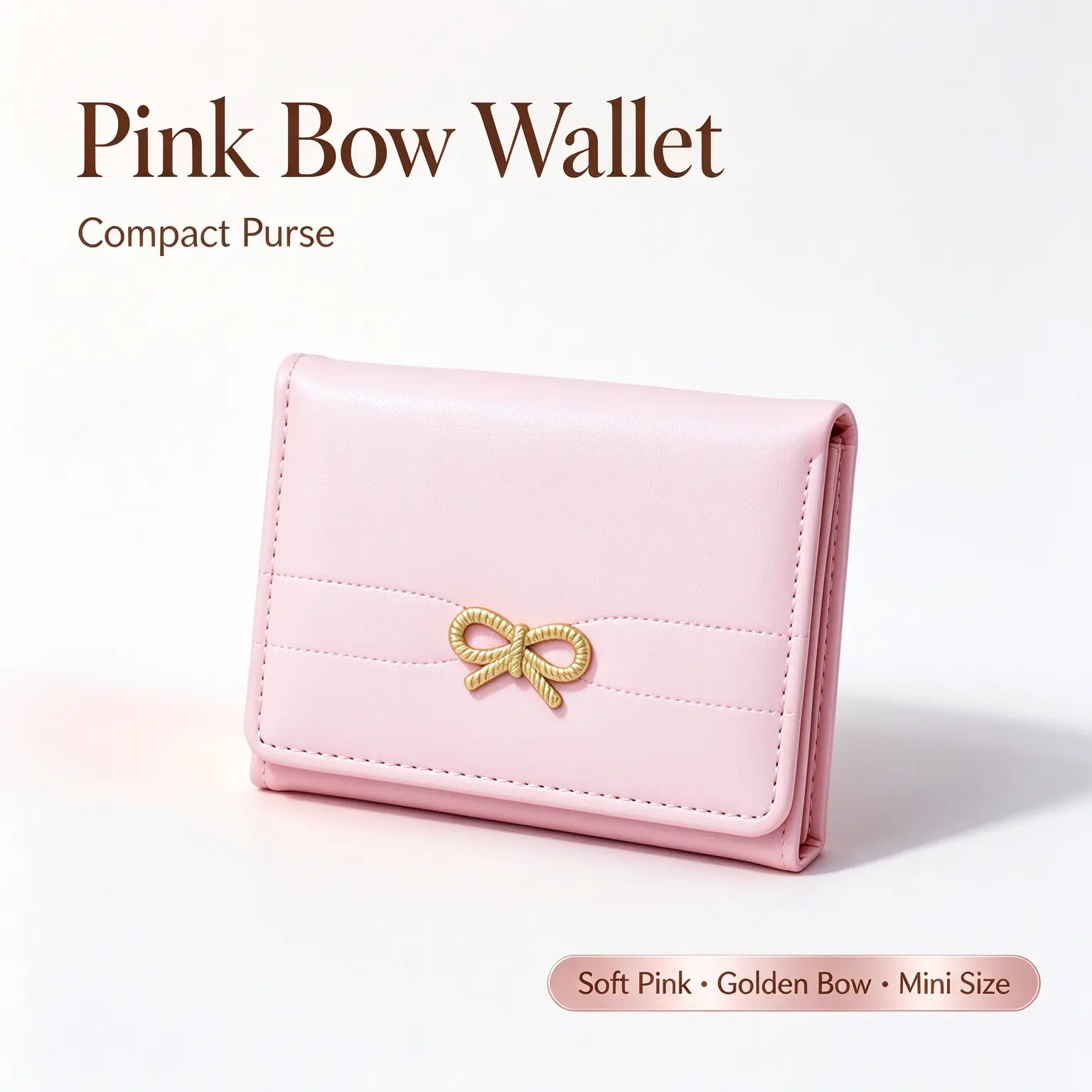 Coquette Bow Baroque Mini Tri-Fold Wallet for Teenage Girls, Aesthetic Slim Card Holder with ID Window, Compact Casual Daily Purse Christmas Gift
