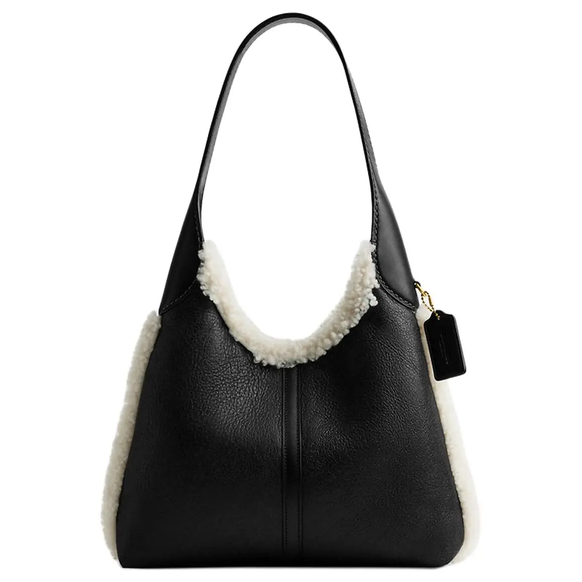 COACH Brooklyn 28 Satchel Handbag for Women – Patchwork Letter Tag, Wool Leather, Crossbody Style, Black