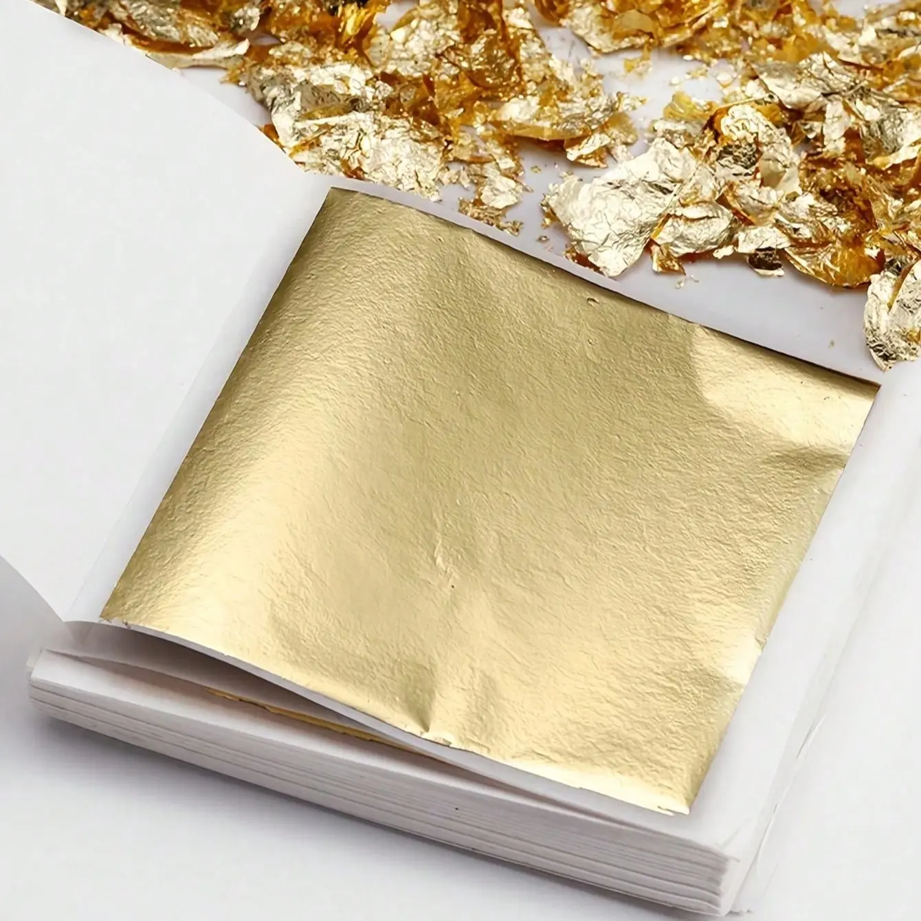 100 Sheet sImitation Gold & Silver Foil Paper, DIY Craft Art Paper, Birthday Party Wedding Cake Decoration, Resin Candle Gypsum Crafts Nail Art Decor