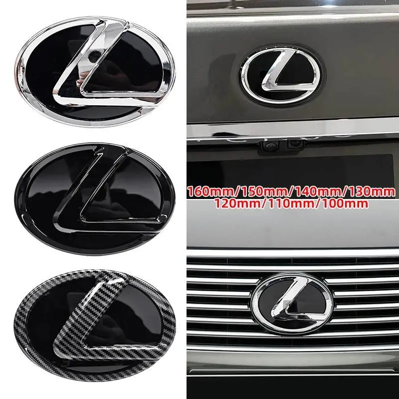 Car Emblem Badge in 3D ABS Material with Chrome Finish for Front Grille or Rear Trunk, 100-160mm Replacement for ES RX NX LS UX LM Vehicles