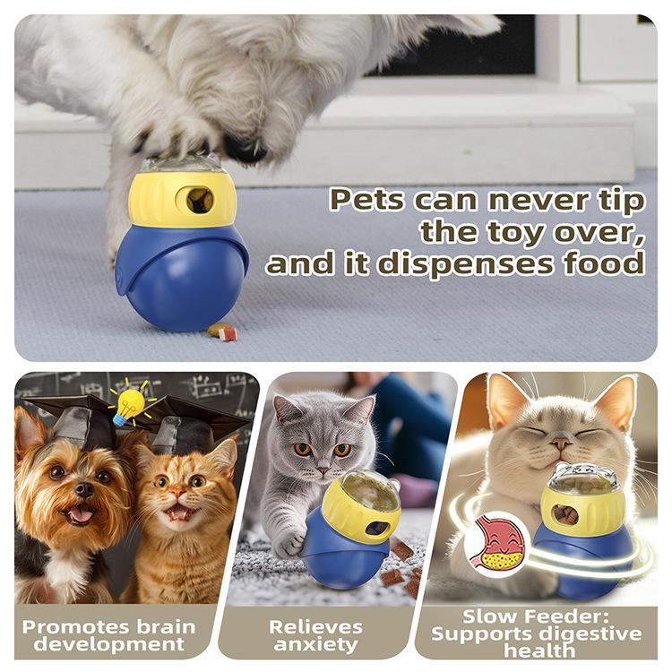 Owl Cat Puzzle Feeder - Self-Righting Treat Dispenser Ball for Smart Play, Slow Eating Control & Anxiety Relief, Safe Rounded Design for Cats & Small Dogs