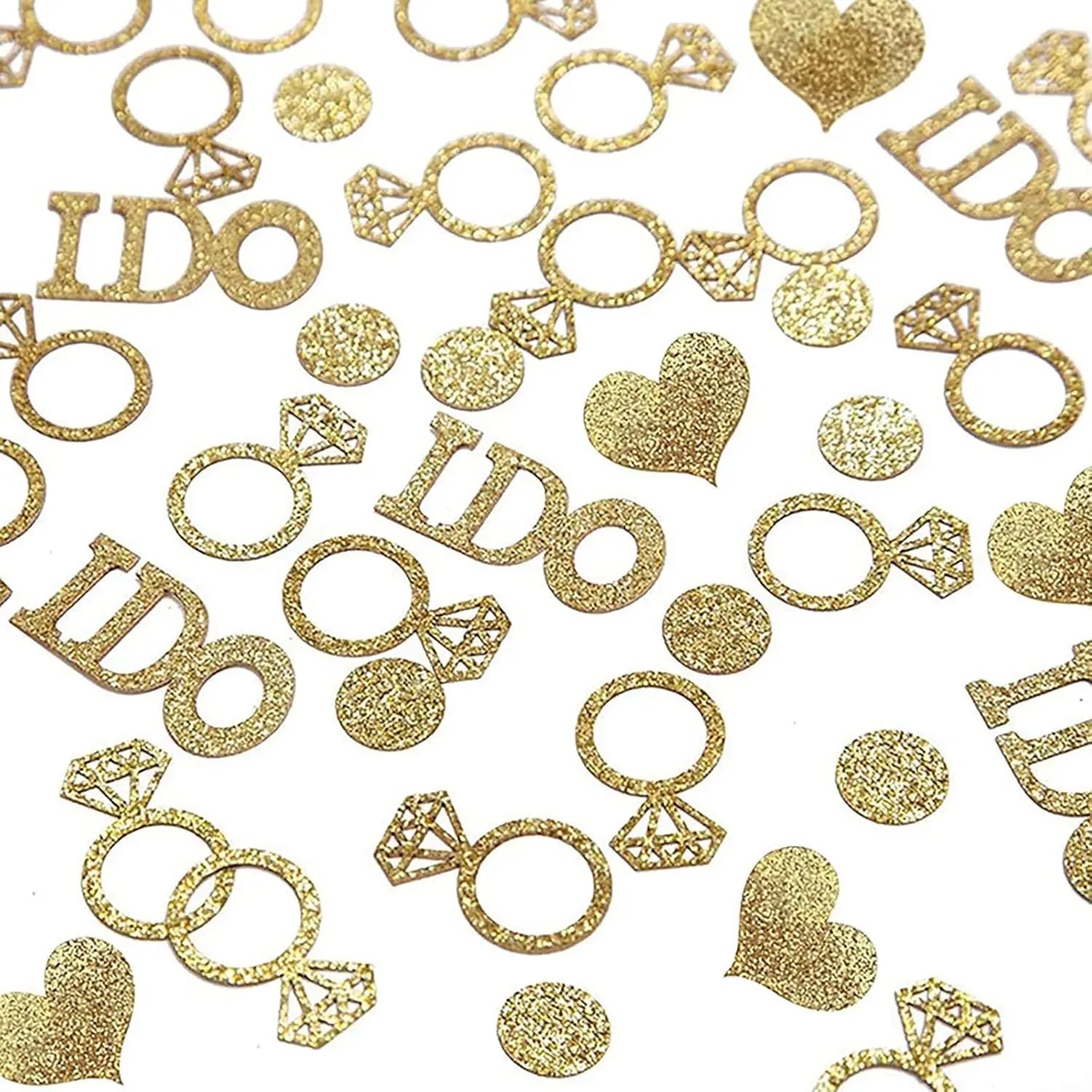 Gold Wedding Confetti, 100 Pcs I DO Engagement Confetti, Bridal Shower Decorations Bride to Be Confetti Glittering Diamond Ring Engagement Party Table Scatter