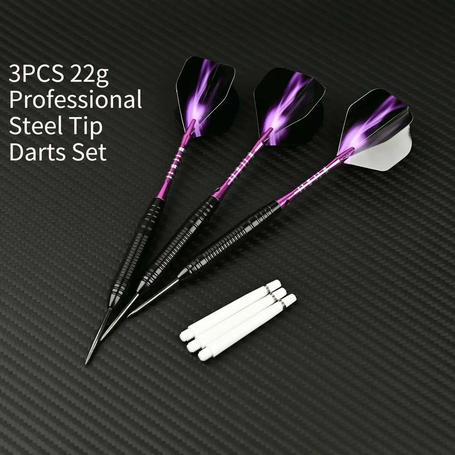 Professional Steel Tip Darts Set of 3, 22g per Dart, Total Length 16.5cm, Aluminum Shaft, with Portable Carry Box, 1 Set
