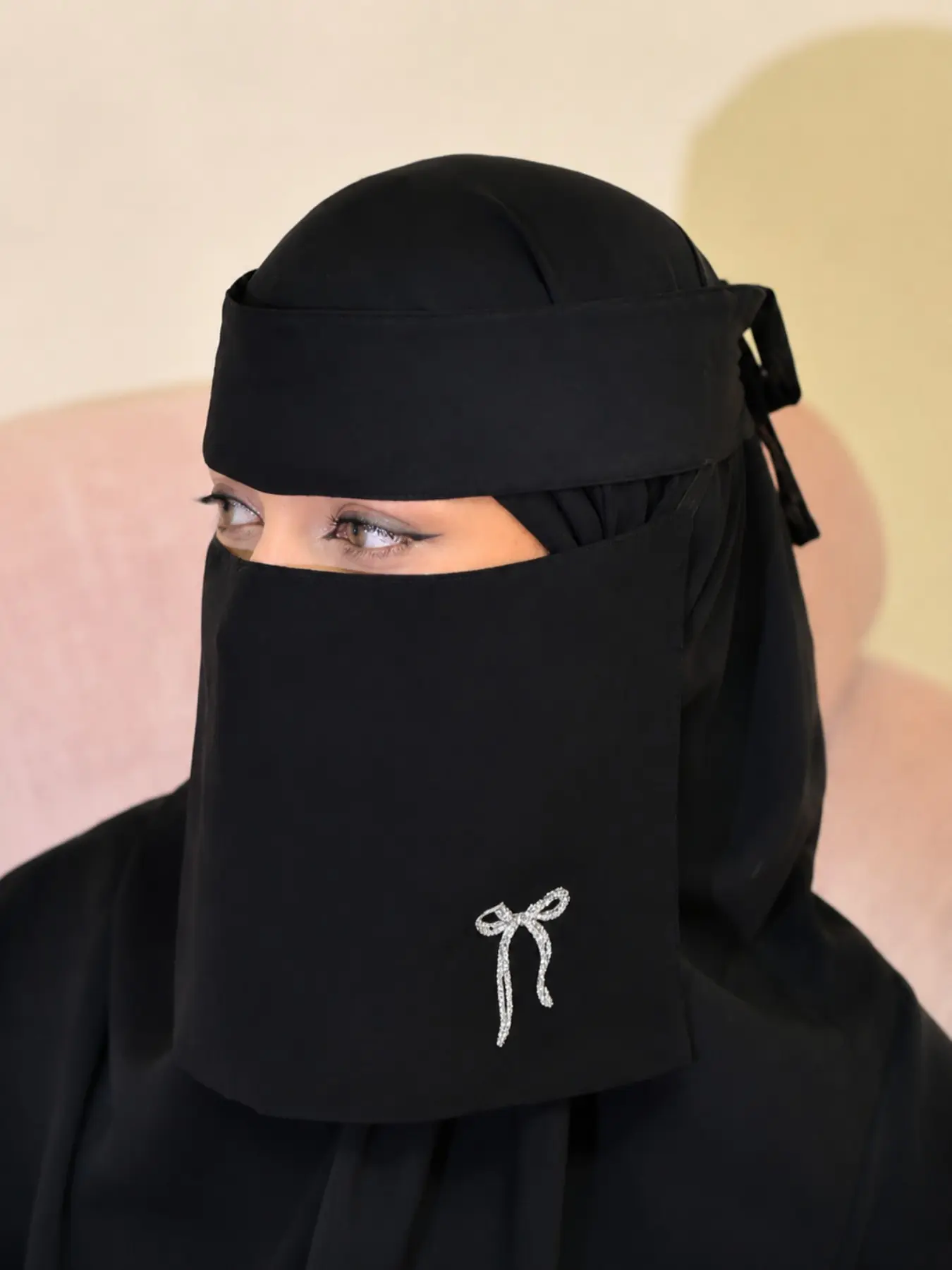 Women's Fashion Breathable Butterfly Veil, Single Layer Niqab, Islamic Khimar, Muslim Prayer Daily Wear, Evening Accessory