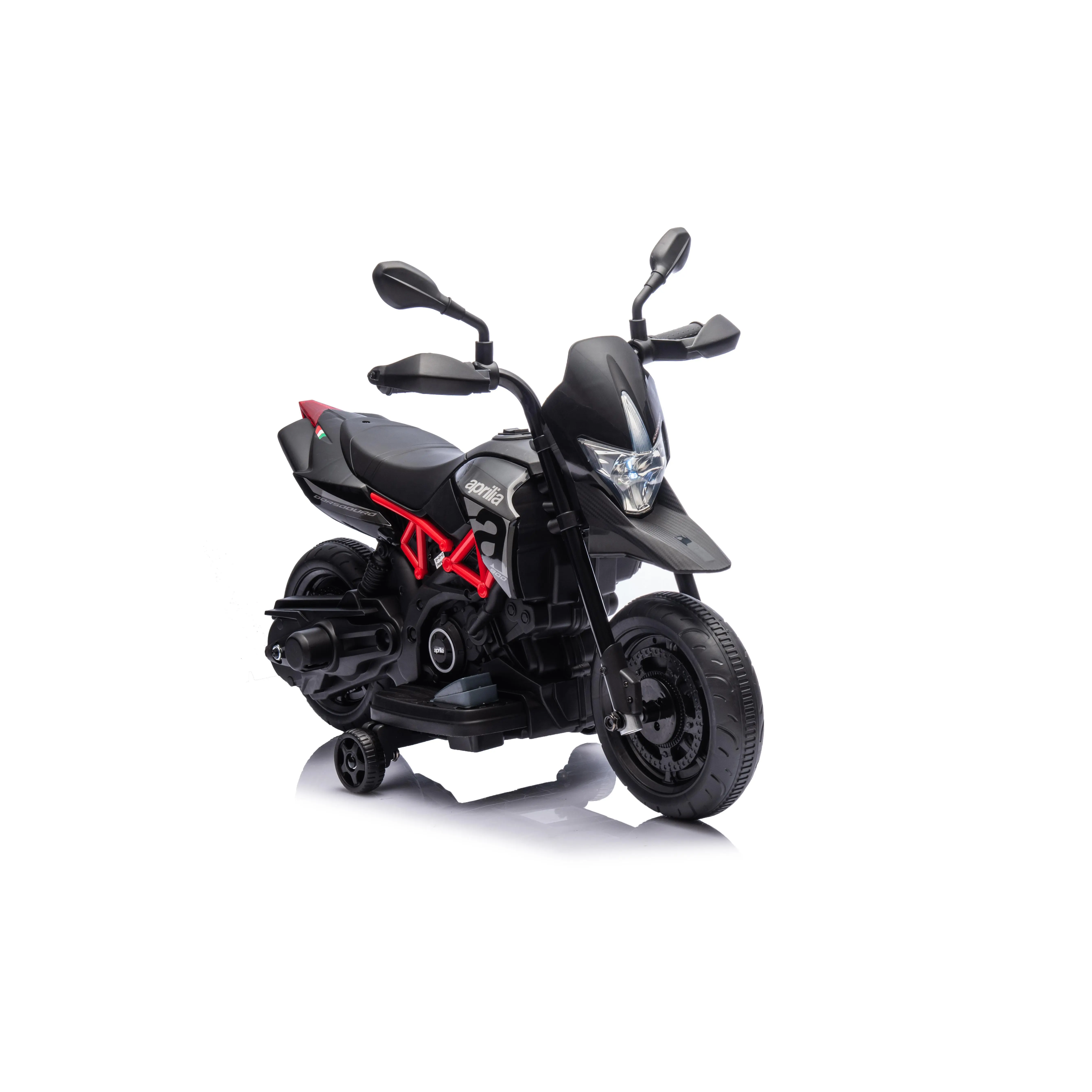 Garvee 6V Electric Ride-On Dirt Bike for Toddlers Ages 3-5 - Training Wheels - Battery Powered Kids Motorcycle Toy - Working Headlight - Black