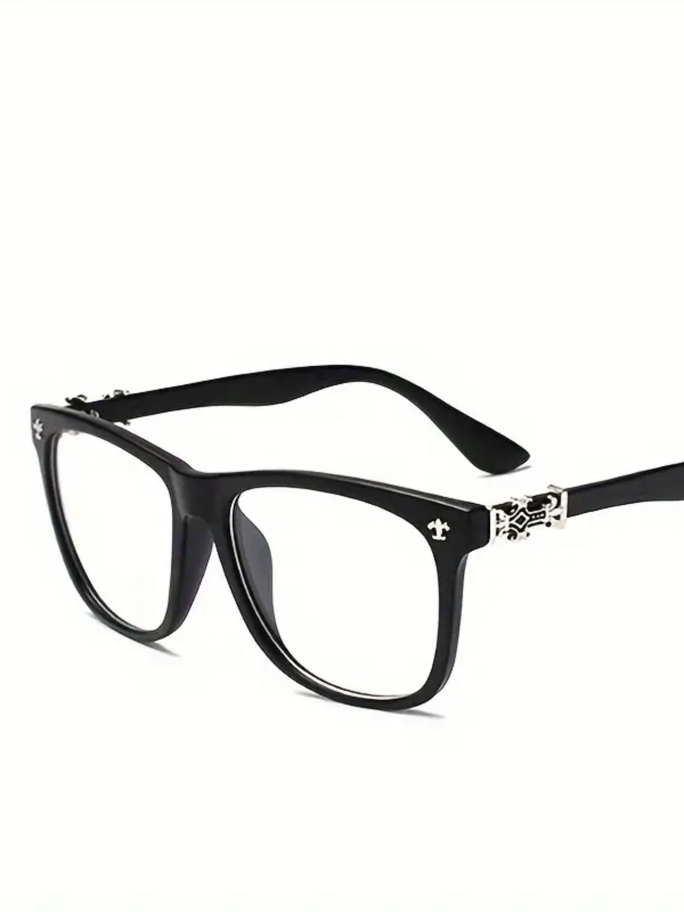 Unisex Vintage Stylish Black Square Frames Eyeglasses, Trendy Lightweight Glasses for Everyday Use, Fashionable Accessories for Outdoor Activities, Lightweight Eyewear
