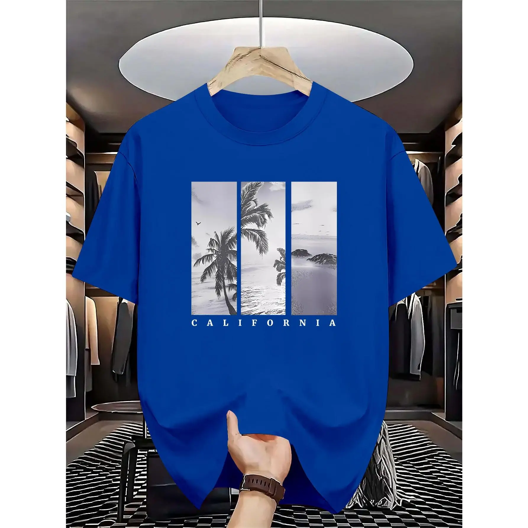Men's Shortsleeve Round Neck Stretch Fabric Menswear Casual Crew Neck T-Shirt - Versatile Sports Base Layer Top for Summer Outdoor Use, Tshirt