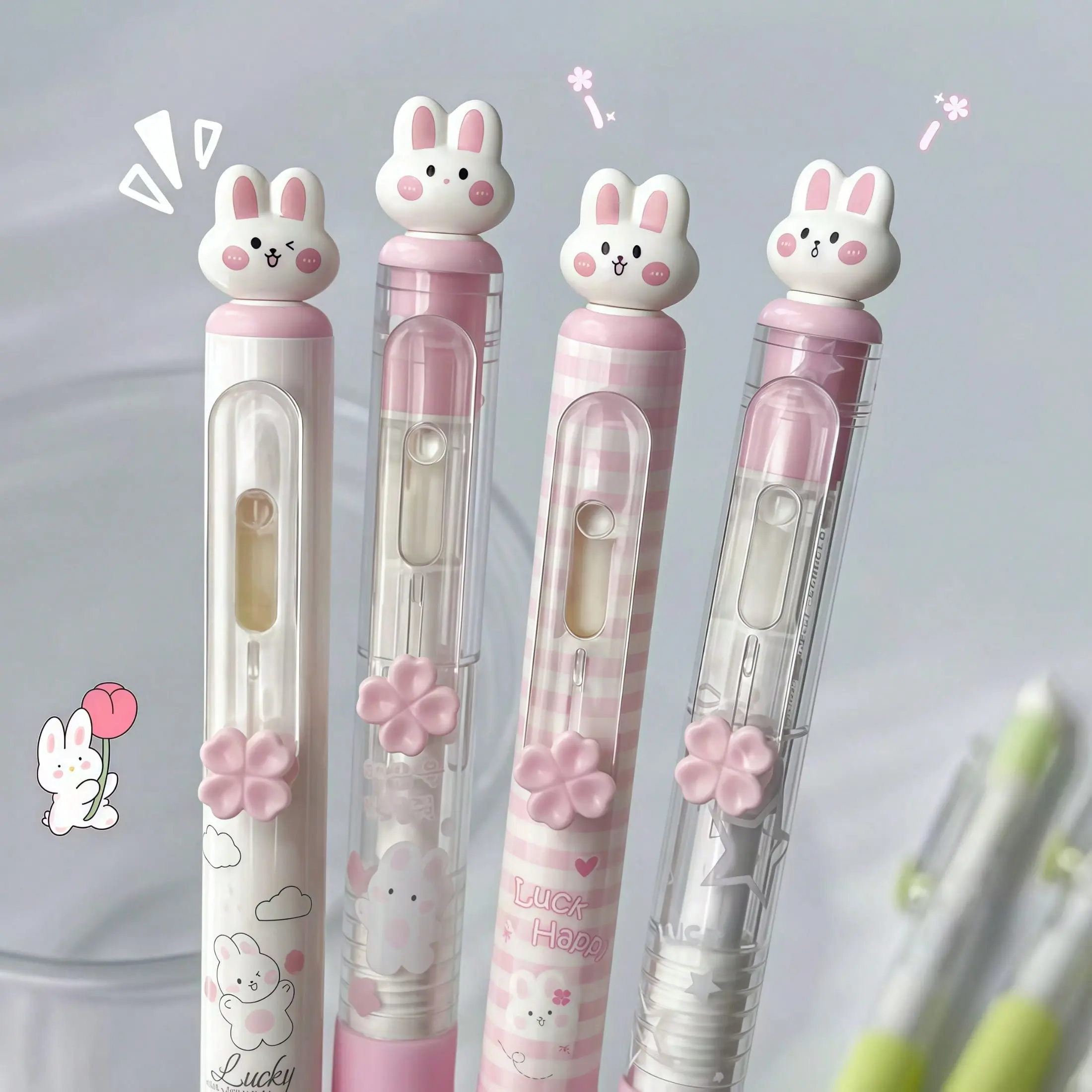 1 Set cute pink Style Neutral Gel Pens, Aesthetic Pens,0.5mm, Quick-Drying Black Ink, Fun Stress Relief Rotating Refill, Silicone Sleeve,For Office, Back To School, Holiday Gifts. Journaling, School,Office School Supplies Kawaii Pens for Women Men.