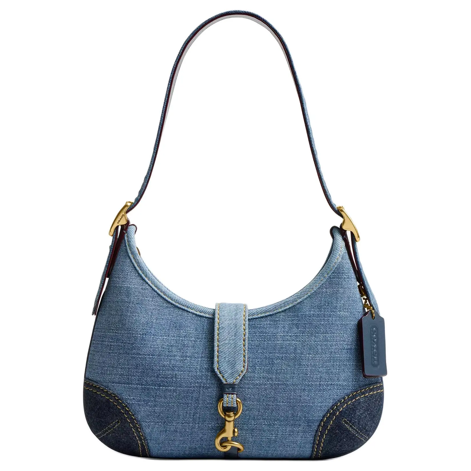 COACH Hamptons 27 Adjustable Handle Denim Tote Bag for Women, Blue