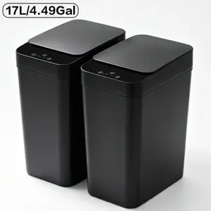 2 Pack 17L/4.49Gal Narrow Smart Home Trash Can, Motion Sensor Touchless Automatic Garbage Bin with Wave/Kick/Knee Activation, 5s Auto Close Odor Sealing, Battery Operated for Kitchen Bathroom Bedroom