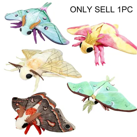 Giant Realistic Soft Moth Plush Toys, Luna, Rosy Maple, Atlas & Silkworm Moth, Kawaii Stuffed Animals, Home Decor Gifts for Girls & Insect Lovers