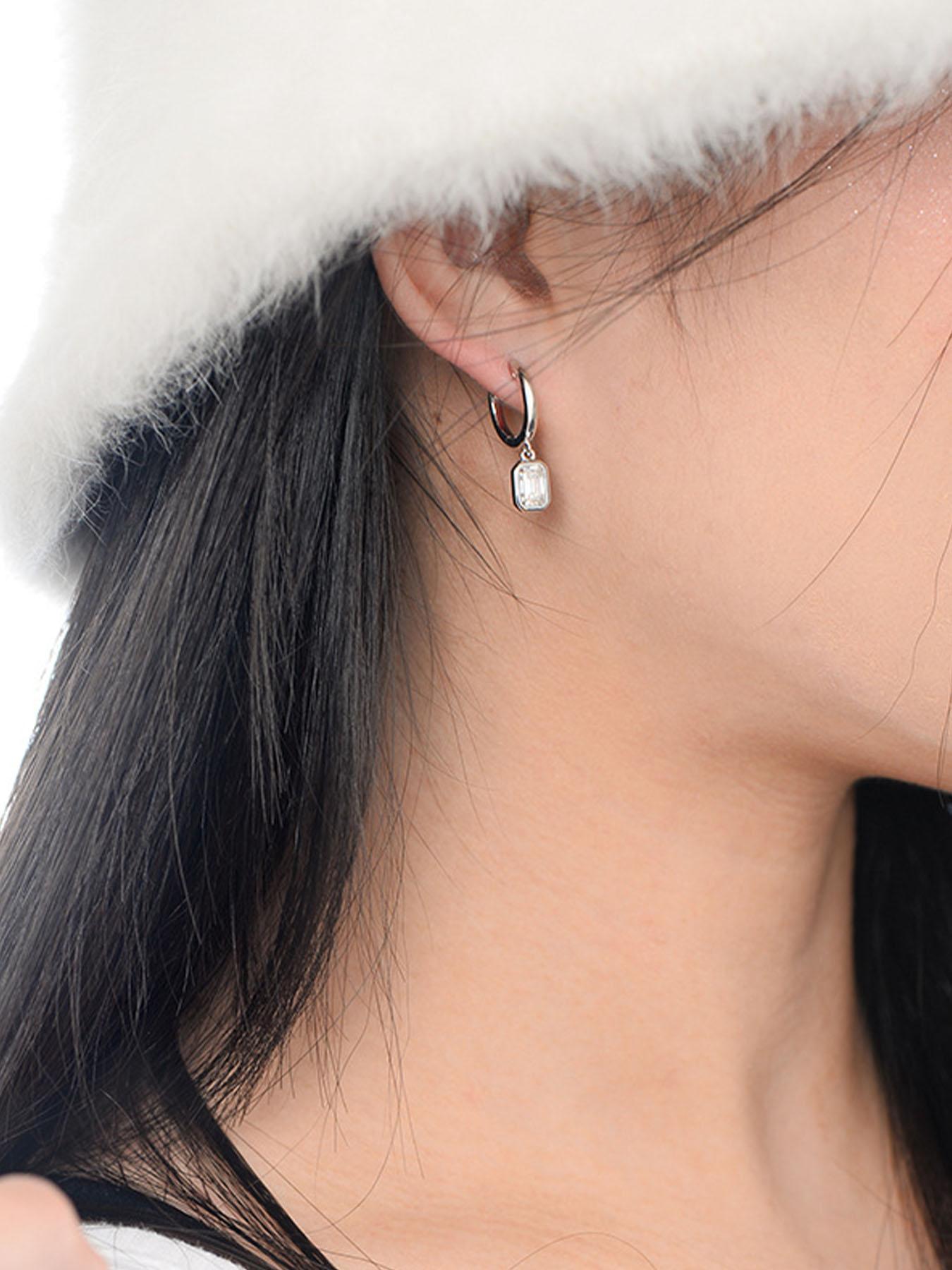 S925 Sterling Silver Synthetic Moissanite Decor Dangle Earrings, Fashionable Jewelry for Women, Trendy All-match & Exquisite Jewelry for Birthday Gift