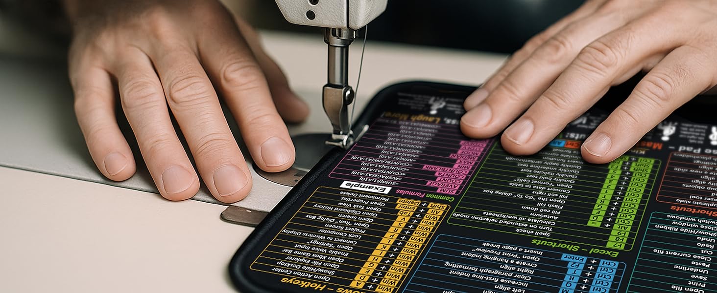 Mouse Pad for Excel/Word/PowerPoint/Windows Shortcuts – Small Excel Cheat Sheet Desk Pad – 11.8"x9.8" Portable Computer Mousepad – Gaming, Office, Waterproof, Non-Slip, Stitched Edges