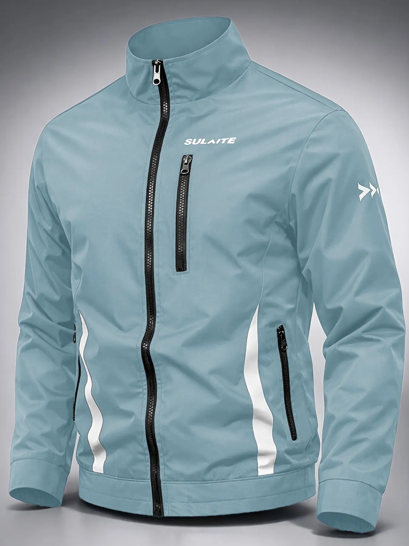 Men's Racing Jacket, Lightweight Long Sleeve Flying Jacket, Contrast Letter Patch, Sulaite Chest Zip Pocket, Fashionable All-Season Wear