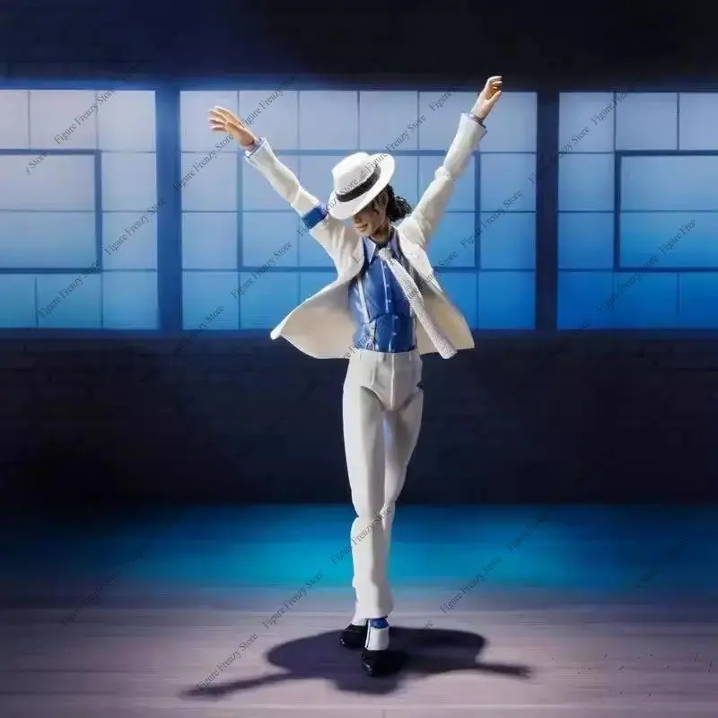 Special Offer 14cm Michael Jackson Action Figure in White Outfit Performing Moonwalk Pose Collectible Desktop Decoration Toy
