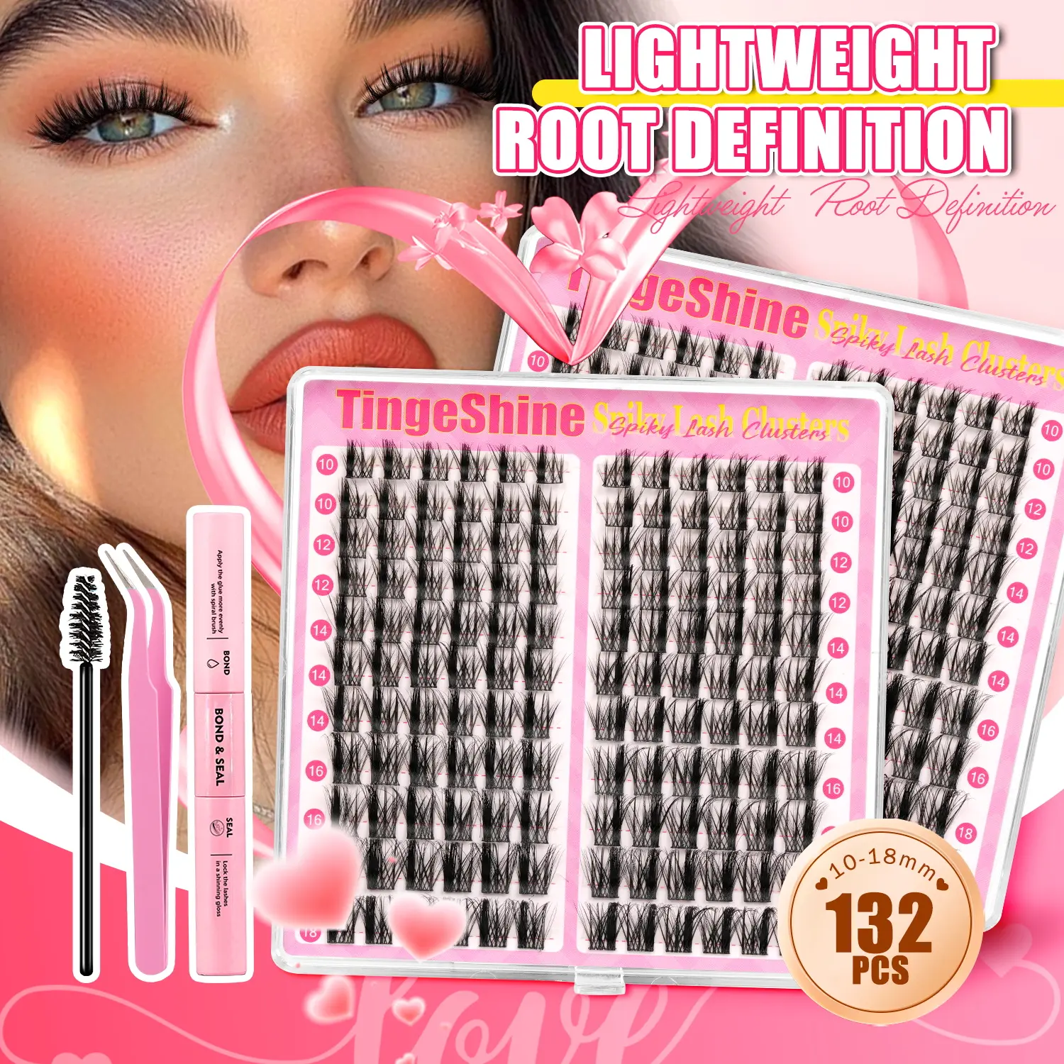 Spiky lashes Clusters Kit, fluffy and Volume eyelash clusters ranging from 10-18mm, creating a deep-eyed effect, naturally thin and come with tools for easy application, convenient to carry, suitable for daily gatherings and road trips