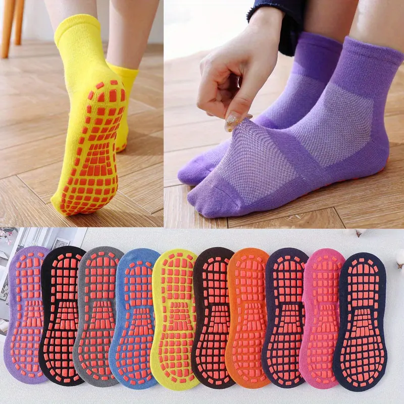 10/20 Pairs Four Season Men's Socks, Unisex Household Anti Slip Socks, with Rubber Soles, Thin Mesh Breathable Mid Tube Socks, Suitable Wear, Suitable Both Men Women To Wear Football Socks Basketball Socks