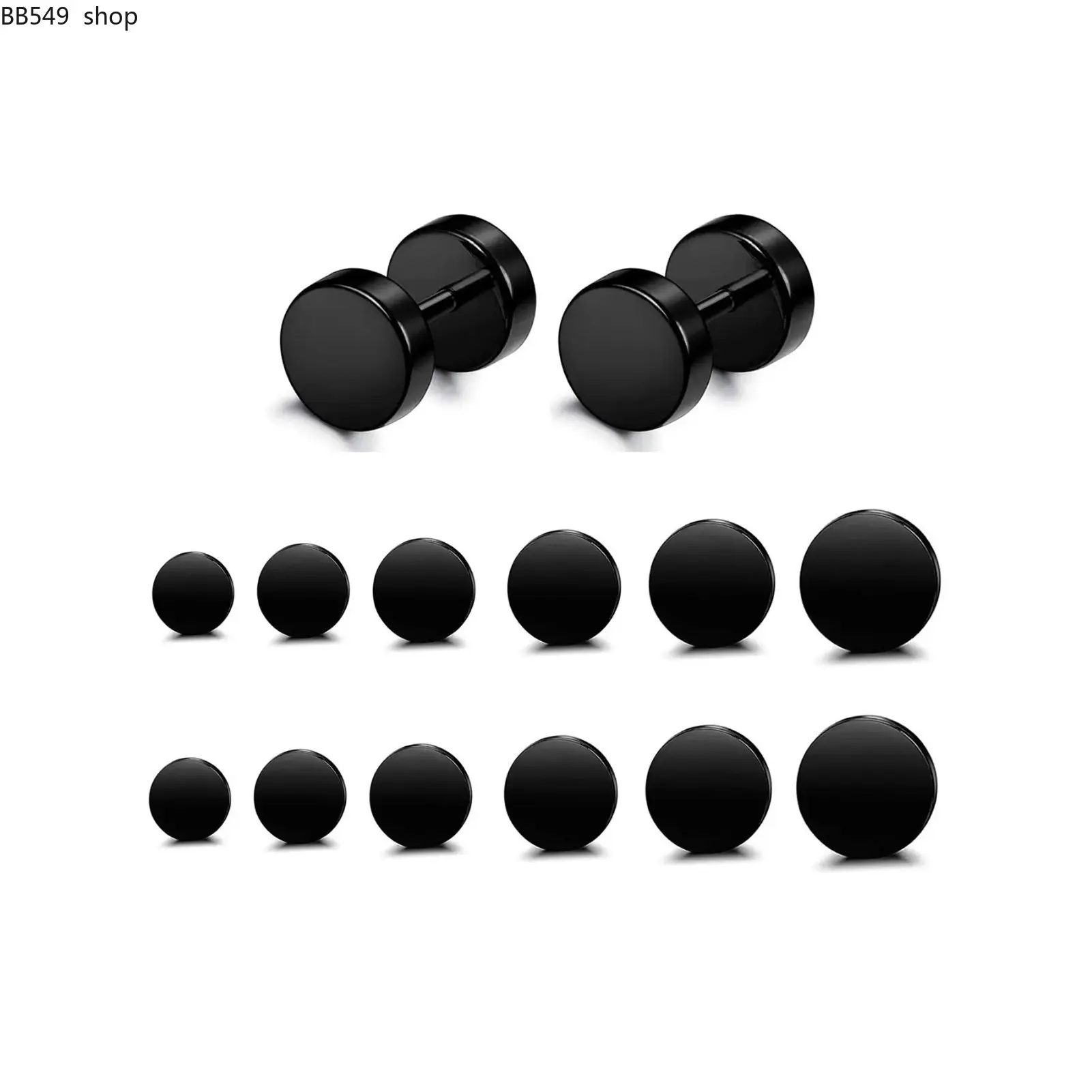 6 Pairs Stainless Steel Ear Studs for Men and Women, Fake Ear Tunnels 3-8mm, Casual Style for All Seasons Studs Earrings, Stud Earrings Jewelry, Earrings Set, Ear Accessories