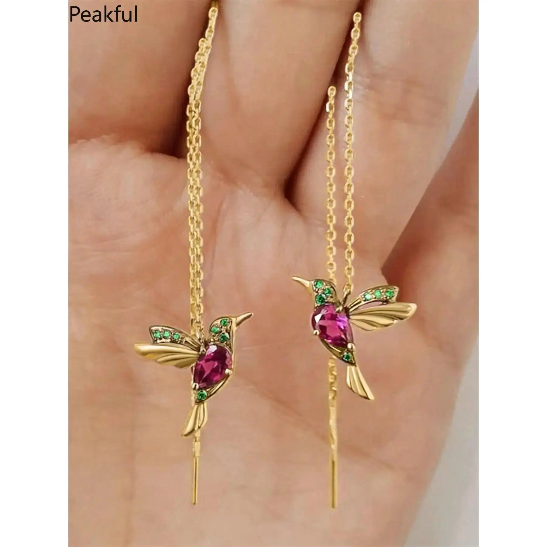 Women's jewelry | Viral dainty bird cubic zirconia dangle earrings. Delicate shape with sparkling CZ, lightweight and elegant, perfect for daily wear, parties and Valentine's Day gifts for ladies.