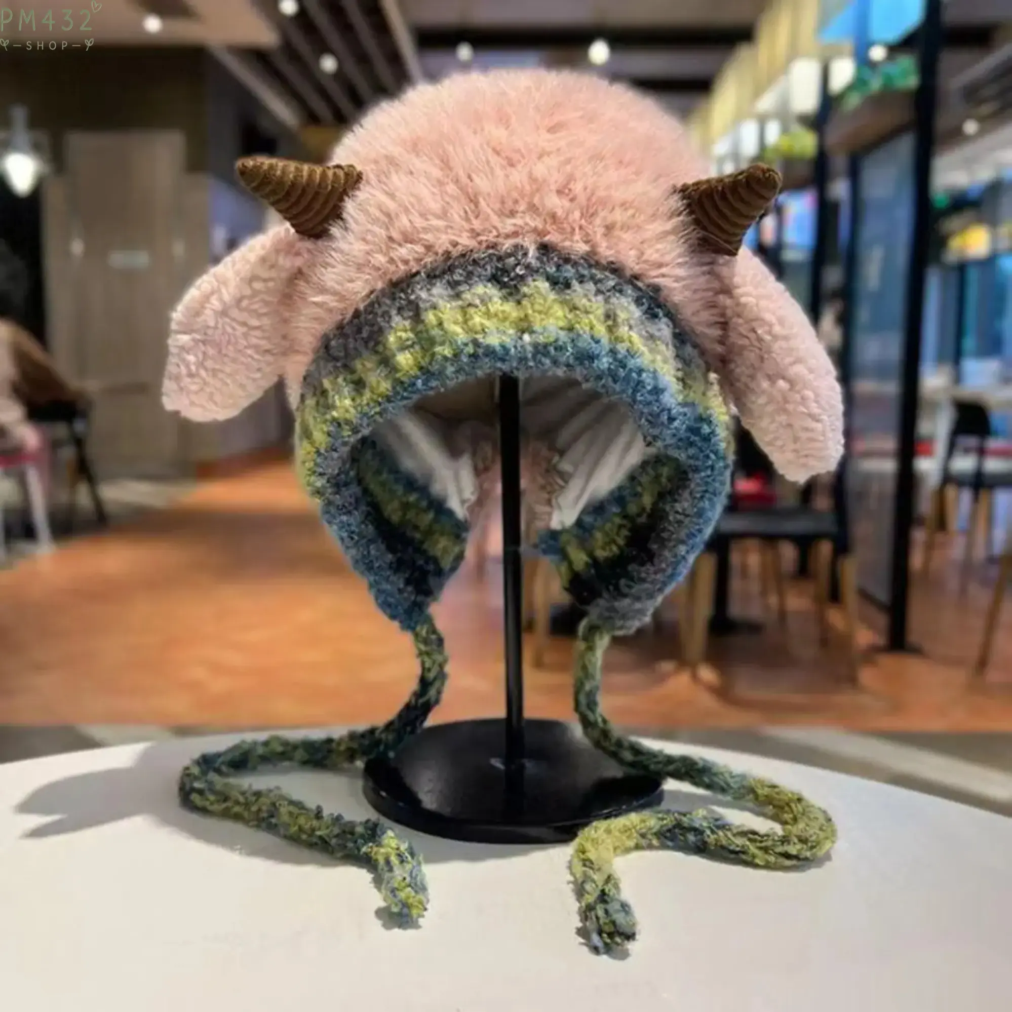 Women’s Plush Knit Hat with Fleece Earmuffs, Cute Calf Horn Design Winter Beanie, Warm Cold Weather Fashion Hat for Women, Soft Cozy Headwear Accessory for Holiday Gifts, Outdoor Travel & Daily Wear