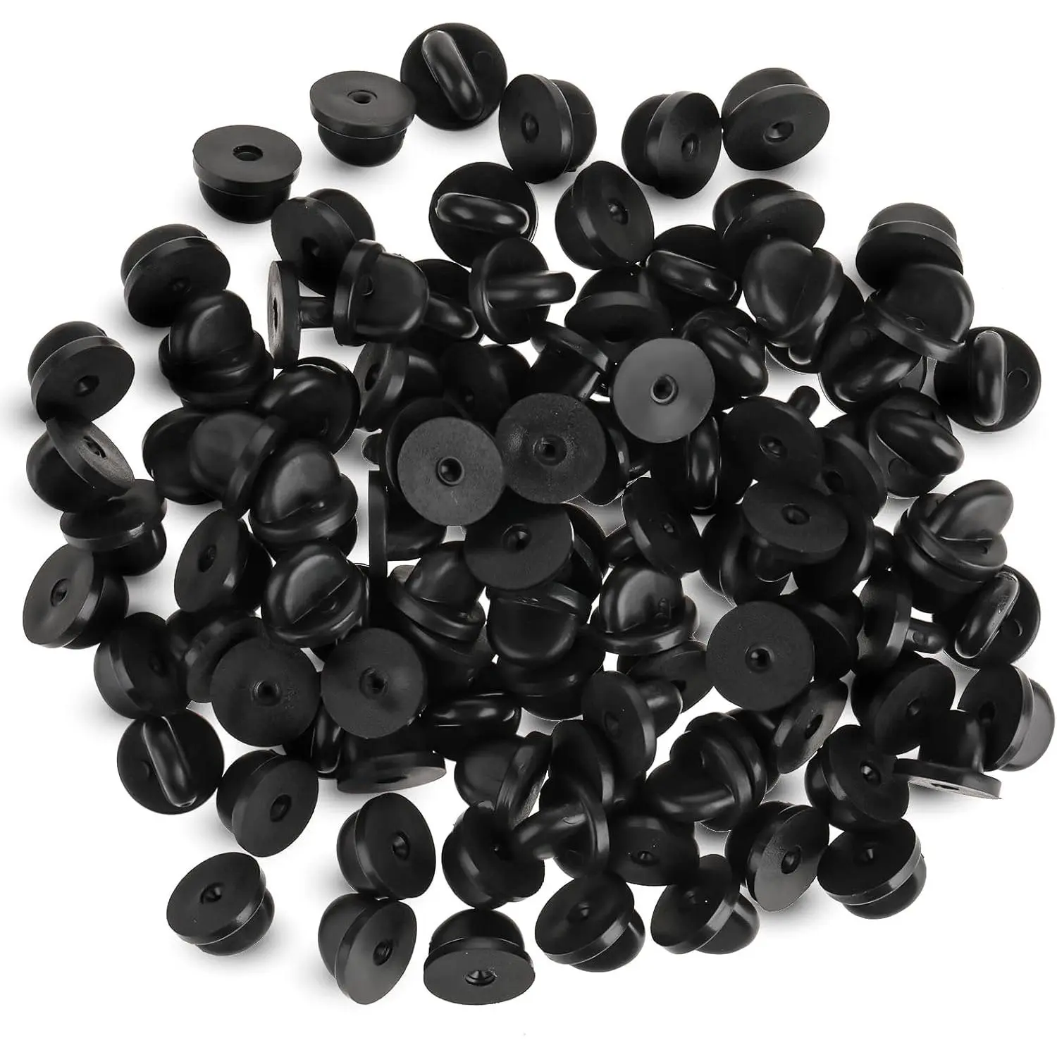 100 PCS Black PVC Rubber Pin Backs Safety Replacement Backings Keepers for Brooch Tie Hat Badge Insignia Lapel Uniform Badges