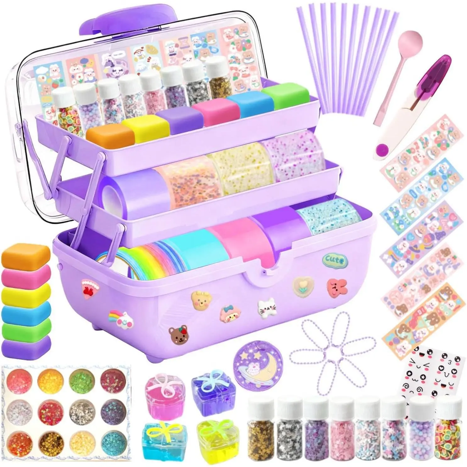 Cute Nano Tape Bubble Kit for Kids, DIY Squishy Stress Ball Making Maker Kit, Birthday Gifts for 4 5 6 7 8 9 10 11 12 Year Old Girls Girl Grandkids, Kids Toys for Girls 4-6 6-8 7-8 8-10