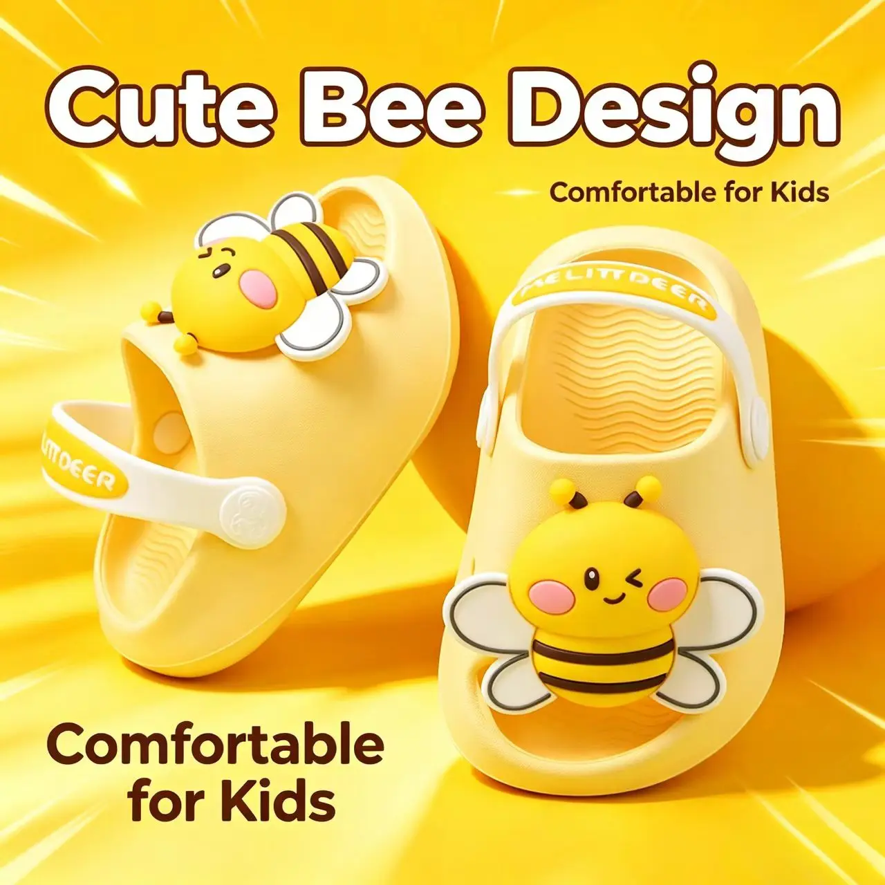 Unisex Kids' Synthetic Round Toe Low Top Slides Slippers - Solid Color with Adorable Patterns, Non-Slip Soft Sole, for Outdoor Activities, Other Usage Scenarios, Kids Edition Slippers, 13 - 14 Years, Character-Themed Slippers