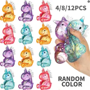 12 PCS Unicorn Maltose Fidget Toy Random Color, Sensory Stress Relief Soft Ball for Adults & Kids, Party Favor Prank Squeeze Toy, Anti-Anxiety Hand Pressure Reliever, Squishies, Cute, Children's Day Gift