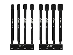 AMM 8PCS SAE Nut Driver Set for, Long Nut 6 INCH (1/4" - 9/16"), 1/4" Hex Shank Nut Driver Bit, Cr-V AMM 8PCS SAE Nut Driver Set for, Long Nut 6 INCH (1/4" - 9/16"), 1/4" Hex Shank Nut Driver Bit, Cr-V
