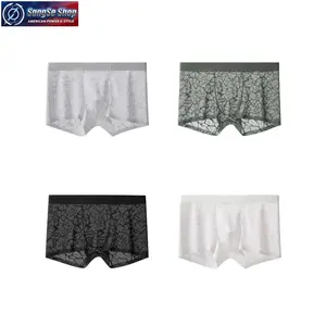 Men’s 4-Pack Ice Silk Lace Boxer Briefs, Breathable See-Through Cooling Underwear, Ultra Soft Stretch Anti-Odor Lightweight Mesh Boxers, Comfortable Daily Wear Shorts for Home, Sleep, Lounge and All-Day Active Comfort