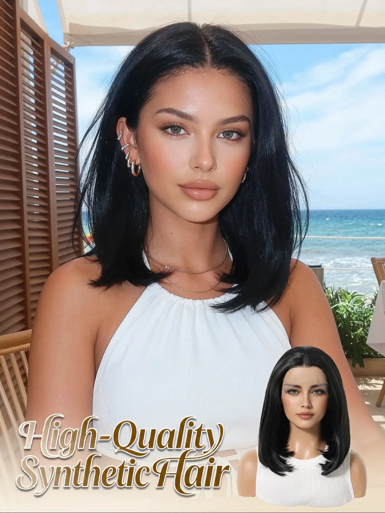 Topshe Summer Bestseller Synthetic Bob Wig, 13*4 High-Definition Lace, Full Head Matte Bob, Soft Shoulder-Length Straight Hair, Versatile for All Occasions