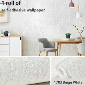 Self-Adhesive 3D Wallpaper Roll, 3D Diatomite Stripe Texture, Easy Peel & Stick, Removable, 20.86inx118.1in, Home Decor Wall Paper