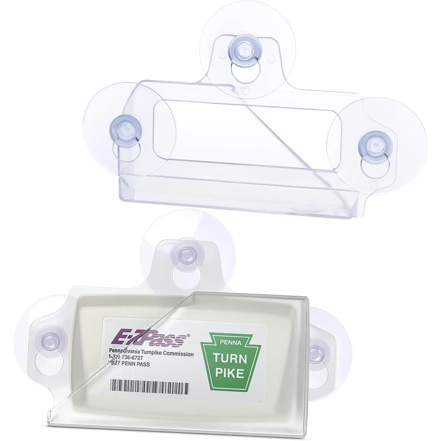 EZ Pass Holder for Windshield –  3 Suction Cups Transponder Holder for  – Fits EZPass Mini & iPass – UV & Water Resistant – Clear