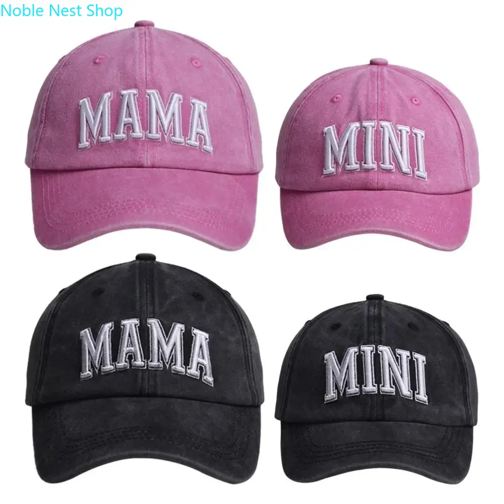 Matching Mom & Mini Kid Embroidered Baseball Hat with Adjustable Closure, Lightweight Family Headwear for Outdoor Sports, Road Trips and Beach Vacation Outings