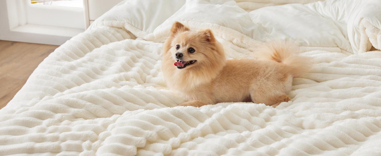 BEDELITE Flannel Comforter Set Super Soft & Warm Fluffy Pink Valentine's Day gift - Elegant Striped Design for Winter - Twin/Queen/King Sizes Machine Washable