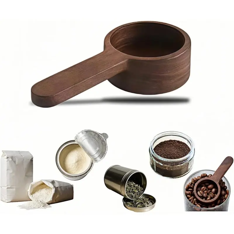 Walnut Wood Coffee Scoop & Measuring Spoon - 1 Tablespoon (15ml) for Ground Coffee, Tea, Spices, Protein Powder - Non-Scratch Kitchen Utensil, Reusable Stirring Spoon, Travel-Friendly Cooking Tool