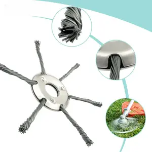6/8/9inch Steel Wire Wheel Head Grass Trimmer Head Universal Weed Brush Fit Straight Shaft Brushcutter Removal Moss Rust