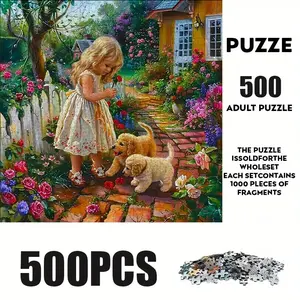 500 Piece Girl Theme Puzzle, Large Adult Family Interactive Puzzle Toy, DIY Home Decor Brain Challenge, Holiday Scene, Durable Puzzle