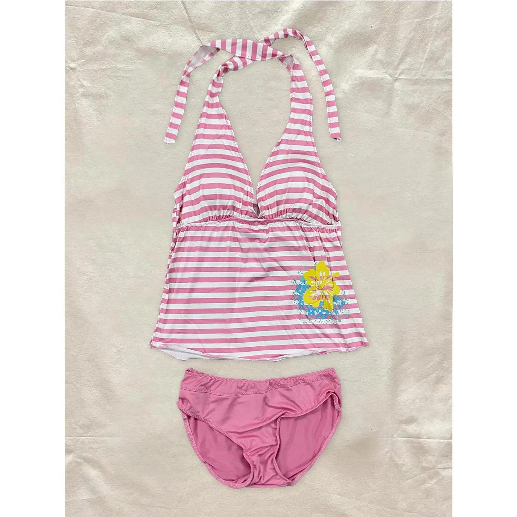 2026 new summer Y2K sexy hanging neck, backless slim fit striped set, beach vacation party, spicy girl, fashion trend suit