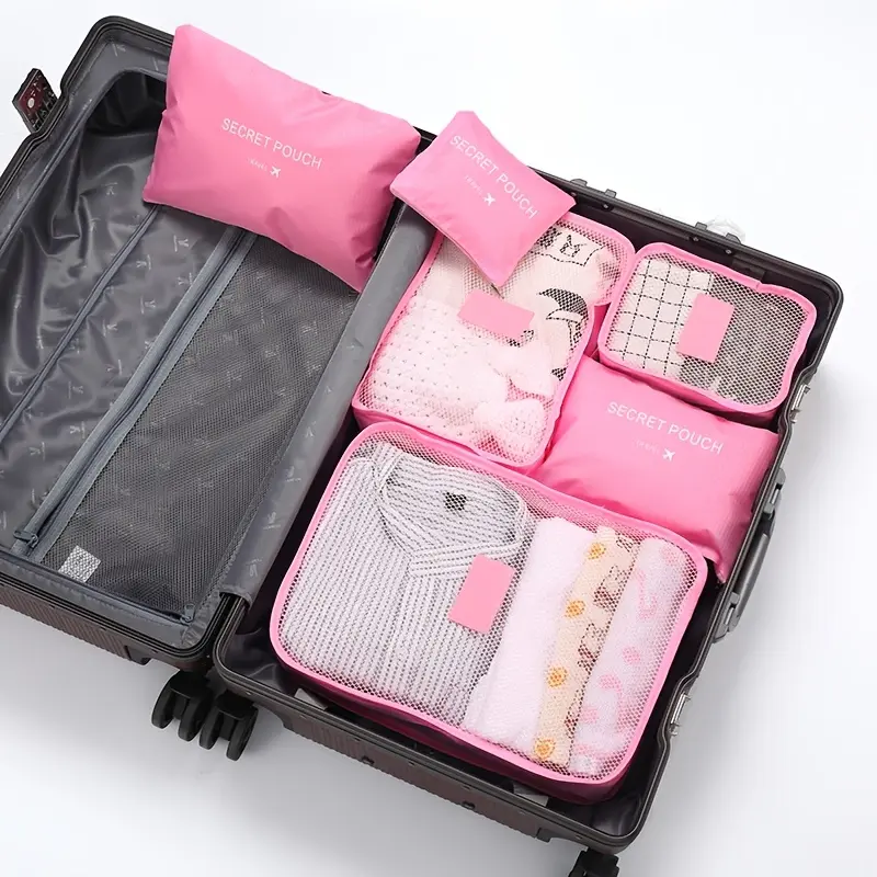 6Pcs Travel Organizer Bags Set, Travel Gear, Multi-size Luggage Packing Cubes, Clothes Sorting Pouches for Suitcase, Space-saving Travel Storage Bags for Business & Trip, Complete Travel Organization Kit