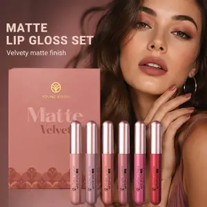 6 Colors Velvet Matte Liquid Lipstick Set, Classic Earth-Tone Shades, Waterproof Kiss Proof Anti Transfer, Silky Smooth Non-Drying Long Lasting Lip Gloss Makeup Kit