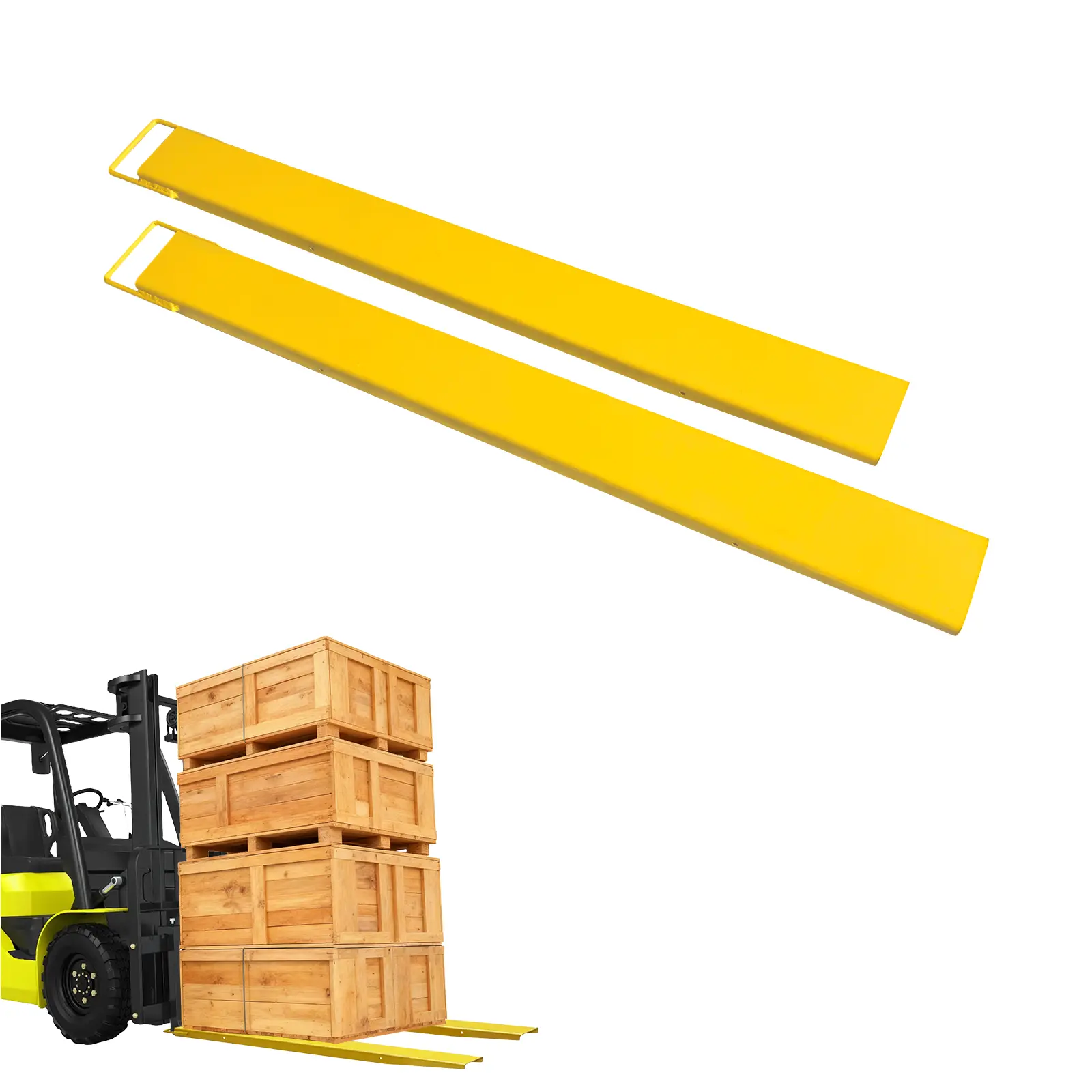 Heavy Duty Pallet Fork Extensions for Forklifts – 5.5" Wide, 84/96" Length, Fits 5" Forks, 4400-5500 lbs Capacity, 1 Pair – Durable Industrial Material Handling Attachments