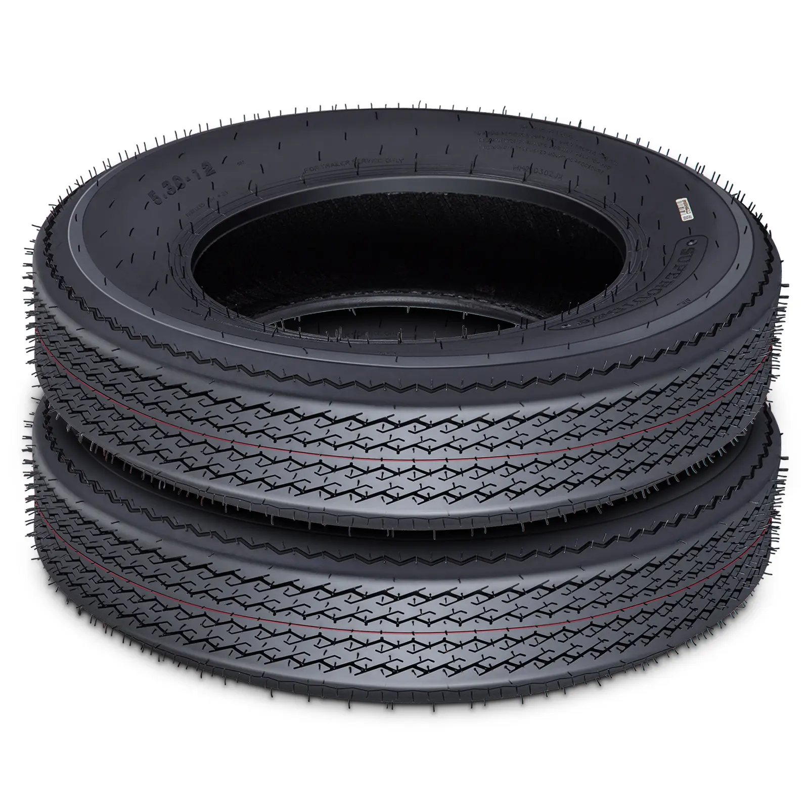5.30-12 Trailer Tires 6PR Load Range C - Set of 2, Fuel Efficient 12" Tire, 5.30x12 for Heavy Load Travel, Camper, Cargo, Utility, Boat & Farm Trailers