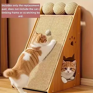 Multi-Functional Cat Scratcher with Hanging Ball, Space-Saving Vertical Design, Protects Furniture, Durable Velcro, Perfect Gift for Cats, Natural Sisal Scratcher, Home