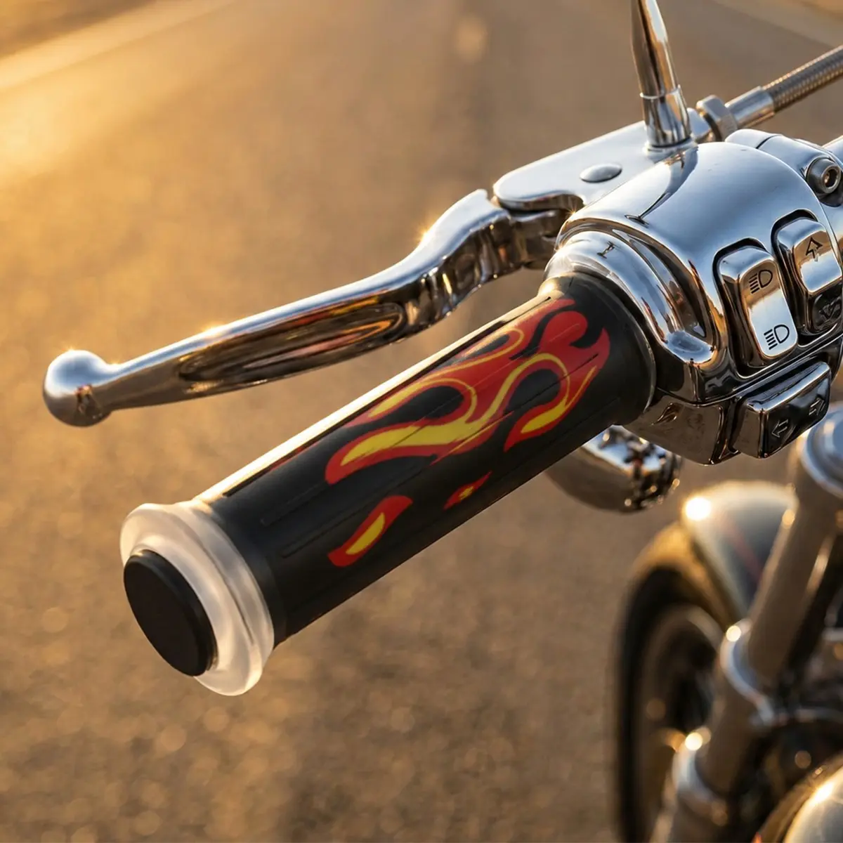 2pcs American Flame Motorcycle Handlebar Cover Retro Cruise Motorcycle Modification Accessory Motorcycle Universal Throttle Handle Accessory