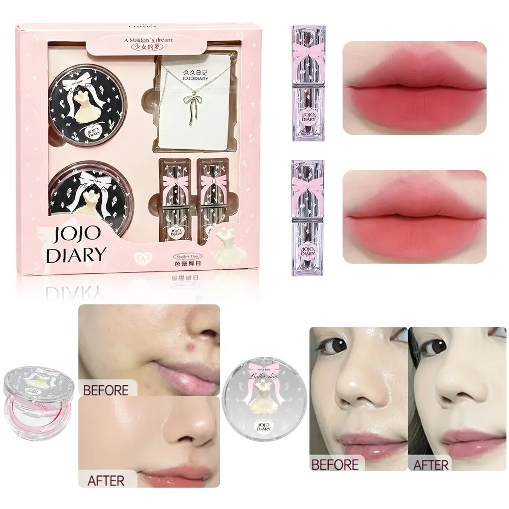 Ballet Day All-in-One Makeup Gift Set, Complete Cosmetic Kit, Beauty Essentials Set with Blush & Multi Shade Lipsticks, Bow Pendant Necklace, Cute Pink Packaging Box, Beauty Gift for Women Girls, Makeup Sets