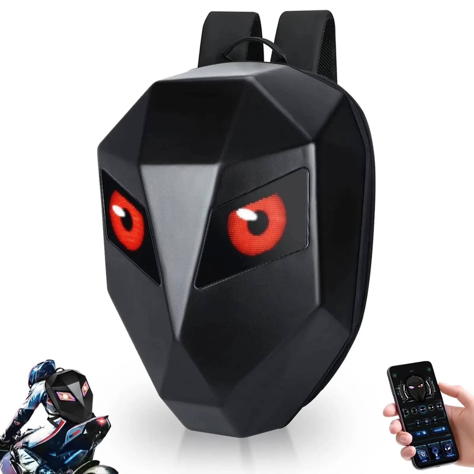 Motorcycle Backpack for Men, Smart Led Backpack With DIY Programmable Full Color Screen, Hard Shell Large Capacity Waterproof Helmet Bag Laptop Backpack