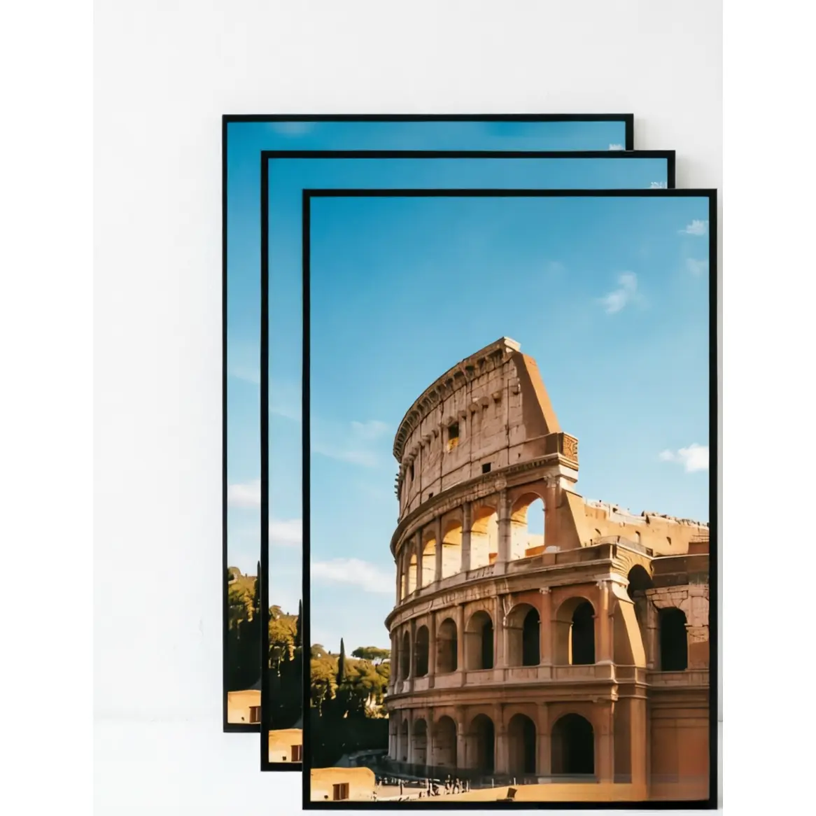 24x36 Plastic Rectangular Photo Frame 3-Pack, Modern Lightweight Multi-Size Wall Mount Set (20x30, 16x24, 12x18), Home Decor for Wall Gallery Displays of Posters, Photos & Art Prints (Vertical/Horizontal)